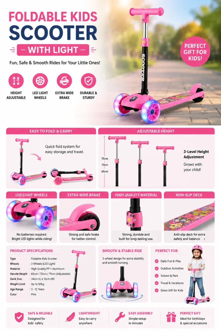 FOLDABLE KIDS SCOOTER WITH LIGHT